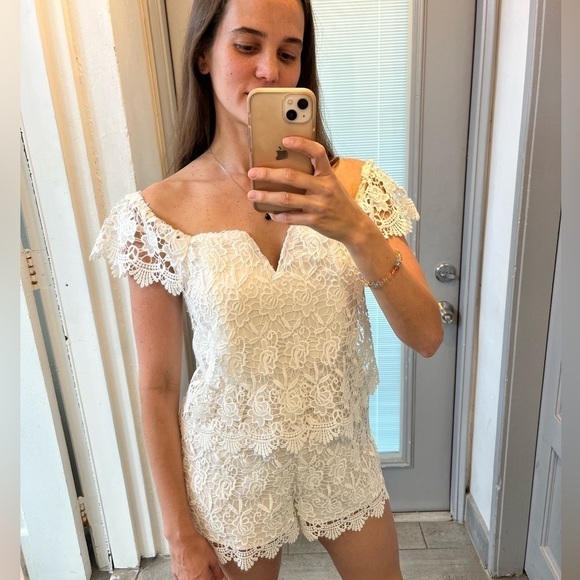 Yumi Kim Pants - Anthropologie Yumi Kim White Lace Best Day Romper